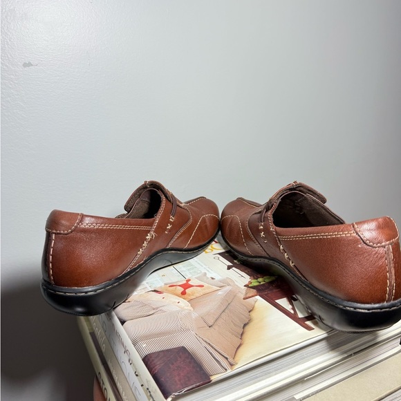 Clarks Brown Leather Women’s Loafers with Strap Detail - Picture 8 of 15